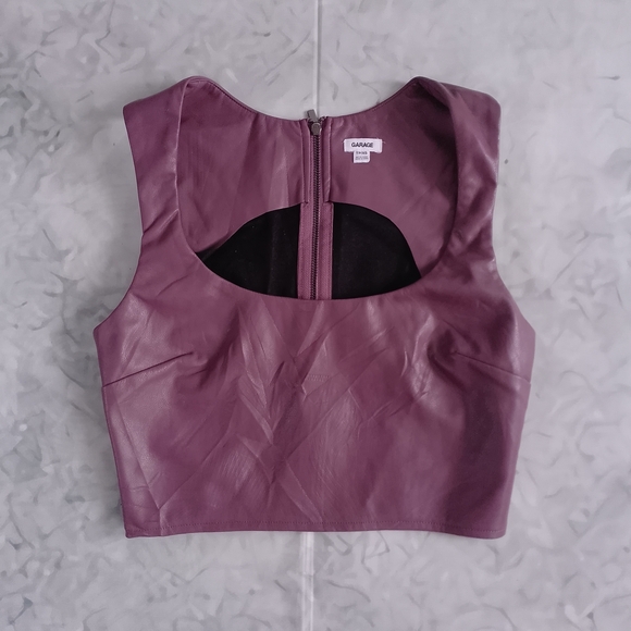 Garage Tops - GARAGE Faux Leather Purple Crop Top
